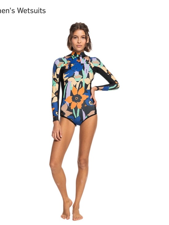 Roxy Other - Roxy Floral Long-Sleeve One-Piece in Black, Blue & Orange